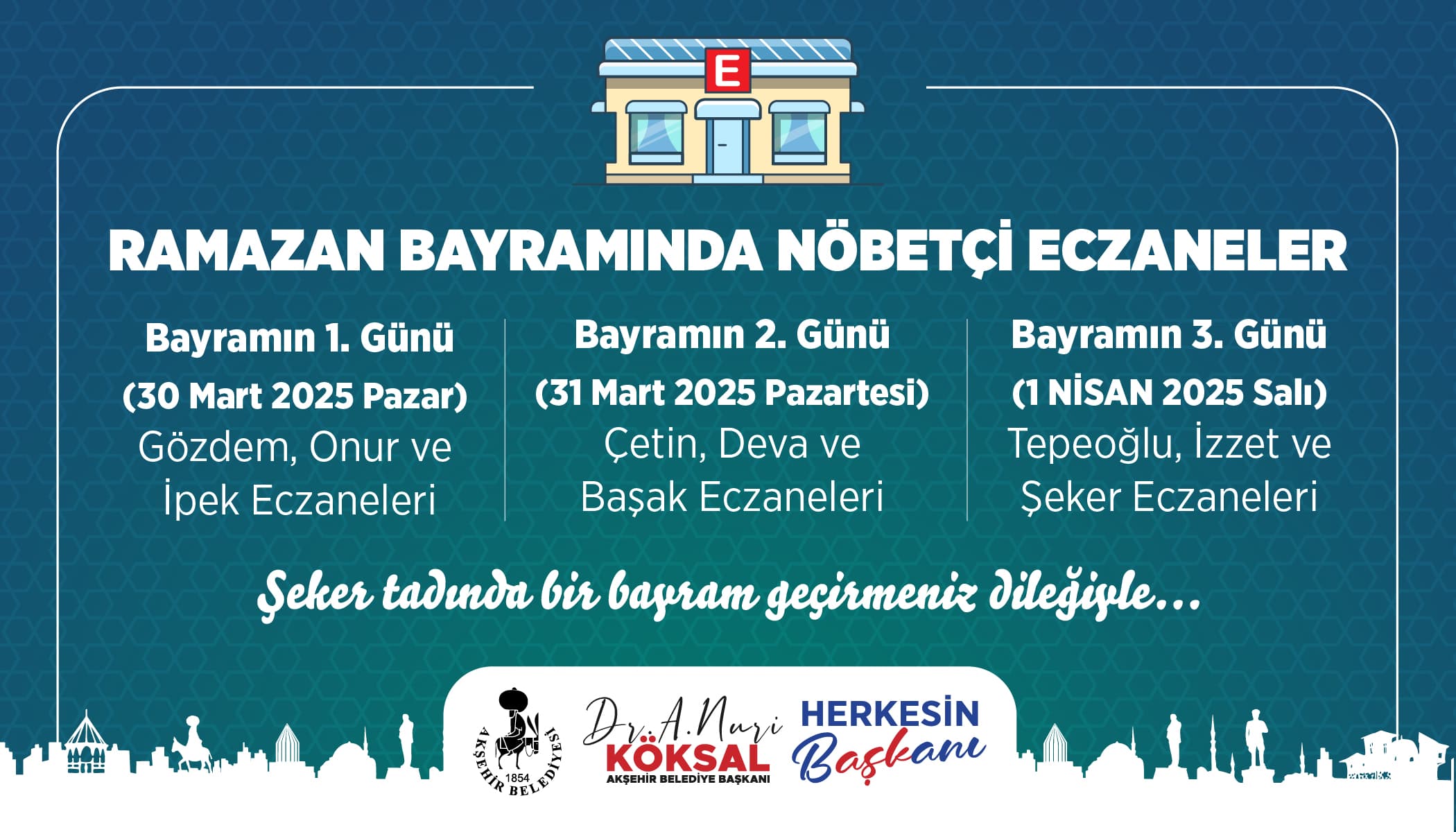 Akşehir’de Ramazan Bayramı’nda Ekmek ve İlaç Hizmetleri Kesintisiz Sürecek