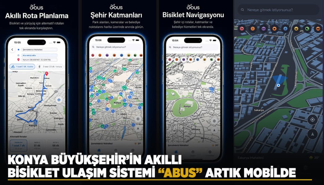 Konya'da Bisiklet Ulaşımında Yeni Dönem: ABUS Mobil Uygulaması Erişime Açıldı